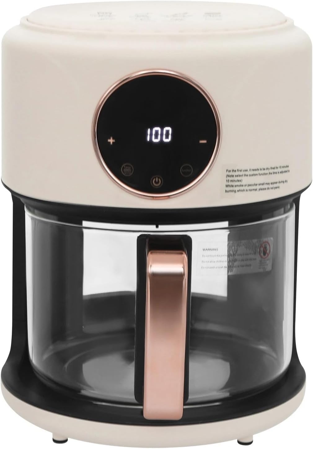 1200W Electric Airy Fryer 4.2L Glass Air Fryer 360° Viewable Airy Fryer White