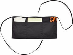 Waist Apron with 3 Pockets Poly Cotton Commercial Restaurant Home Bib Spun, Black, Green, Navy, White, Royal, Red (50, Black)