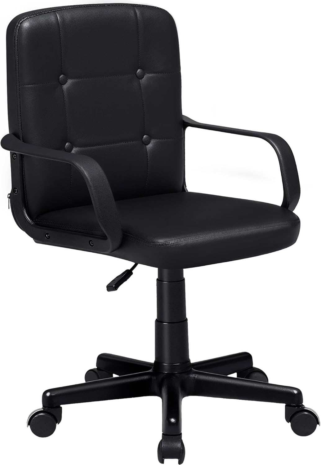 VECELO Desk Chair, Home Office Swivel Chairs PU Leather Height Adjustable with Wheels, Black