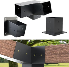 Pergola Bracket Kit, 4''x4''(Inner Size 3.5x3.5), 1/3-Way Corner Bracket Woodworks DIY Post Base Kit, 15° 3-Way Tilt Roof Gazebo Bracket Kit For Gazebos, Patio Pergolas, Log Cabin Outdoor(C)