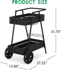 Bar Carts for The Home with 2 Tier Shelf, Rolling Wine Cart on Wheels, Bar Serving Carts for The Home Living Room Kitchen Dining Room,Utility Kitchen Cart Alcohol and Beverage