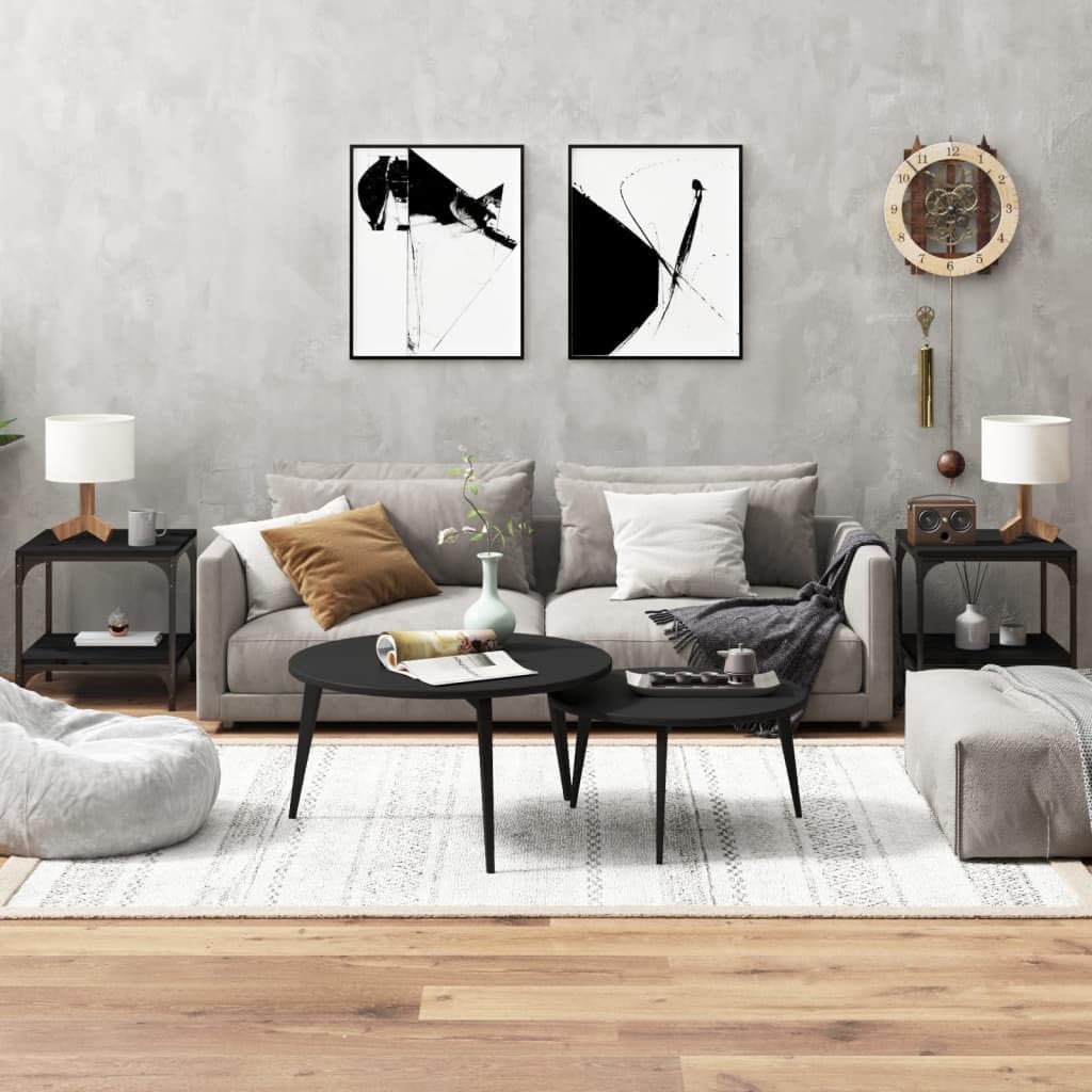 Coffee Table Sonoma Oak, Steel Grey Engineered Wood, Steel Lounge Table Cocktail Tea Tables for Hotel