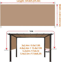 Waterproof Awning Gazebo Cover Tent Roof Outdoor Pergola Gazebo Replacement Cover Patio Canopy Top Cover for Backyard Garden Winds Sun Shade
