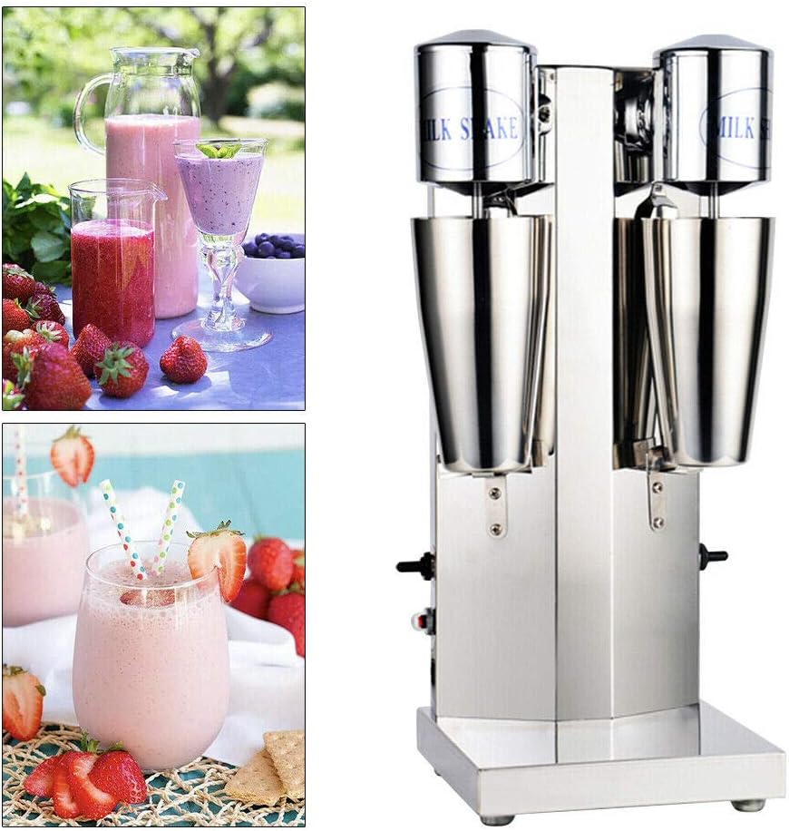 Commercial Stainless Steel Double-Head Milkshake Machine 110V Electric Mixer Suitable For Commercial or Household Use Milk, Ice Cube Milkshake Juicer US