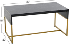 Household Essentials Wrap Rectangular Coffee Table Ashwood Rustic Wood Grain and Black Metal