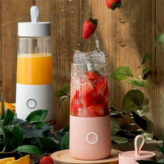 Portable USB Blender for Smoothies & Shakes, Powerful Personal Juicer with Rechargeable Battery, Ideal for Ice Crushing, Travel & Sports - Available in White & Pink