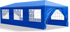 Pop-up Gazebo Instant Portable Canopy Tent, Waterproof Canopy Patio Wedding Gazebo with 8 Removable Sidewalls, Windows, Stakes, Ropes, Carrying Bag for Patio Outdoor&Commercial Events (10'x30', Blue)