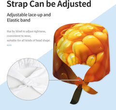 Cleaning Working Cap Corn Printed Chef Hat for Women & Men, Adjustable, Breathable Black