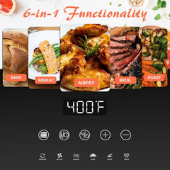 ASZ Digital Air Fryer 6 qt with Window Up - Big Airfryer 6 Presets Preheat Airfry Reheat Bake Roist Broil 400°F Airfrier 85% Oil Less,Nonstick Dishwasher-Safe Parts, Automatic Shutoff