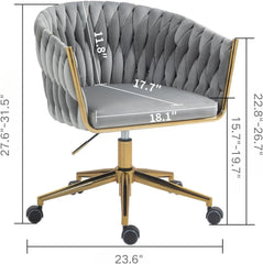 Velvet Office Chair with 360°Swivel, Modern Vanity Chairs with Height Adjustable for Men, Women, Home Office, Study Room, Vanity Room and High Desk, Grey