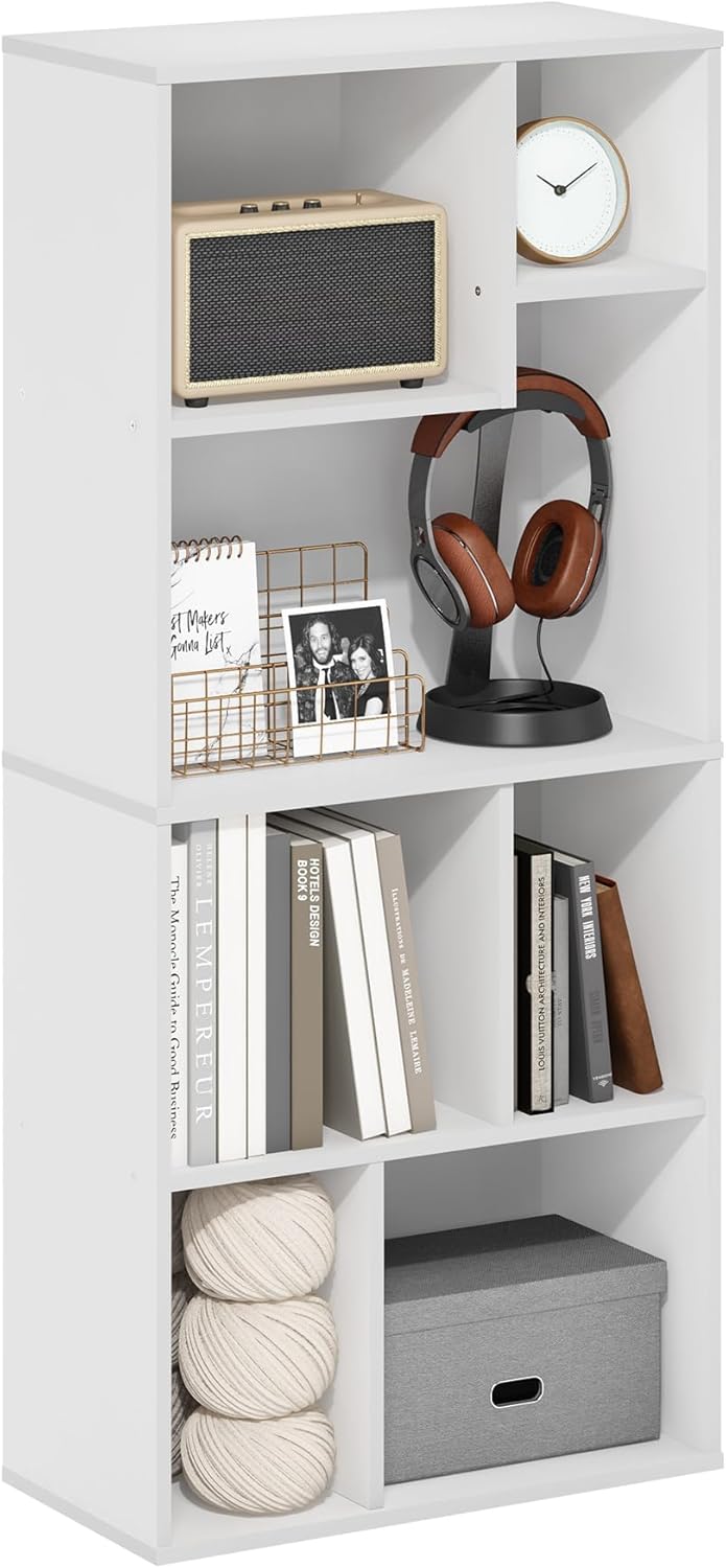 Furinno DALY Book Shelf, 3-Cube Bookshelf, Cube Storage Organizer Bookcase with Irregular Compartments, 9.4 x 11.7 x 21.3, for Living Room, Bedroom, Home Office, Amber Pine