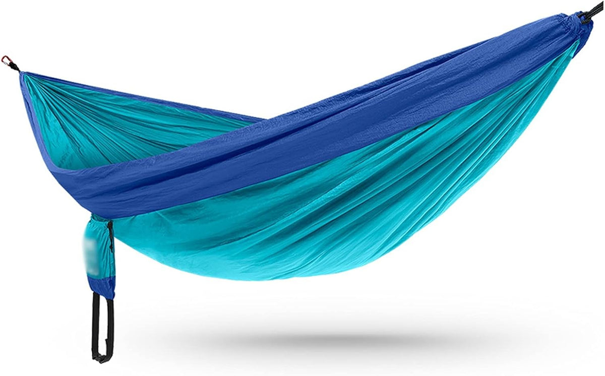 Camping Hammock, Portable Hammock for Camping Double Hammocks with Tree Ropes and Carabiners for Outdoors Backpacking Travel Lightweight Parachute Nylon(B)