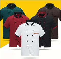 Men Women Restaurant Kitchen Canteen Chef Uniform Sleeves Chef Jacket Waiter Works Clothes