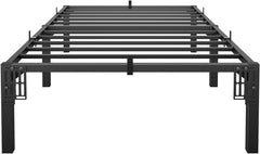 14Inch Metal Bed Frame,Queen Size Bed Frame with Storage Space,Heavy Duty Sturdy Mattress Foundation,Easy Assembly,No Box Spring Needed, Black,Twin Size