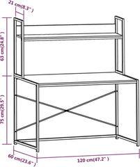 Computer Desk Escritorios para Computadoras Small Desk for Bedroom Writing Office Furniture Computer Desk with Storage Black and Oak 47.2"x23.6"x54.3"
