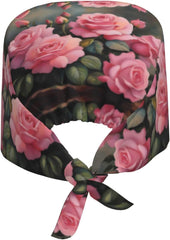 Cleaning Working Cap Pink Roses Printed Chef Hat for Women & Men, Adjustable, Breathable