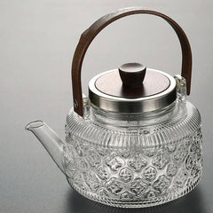 Classic Portable Glass Large Capacity Home Tea Maker with Cover Electric Ceramic Stove for Tea Kettle Easy to use (Transparent 1000ml/35.2oz)