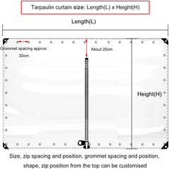 Waterproof Transparent Tarpaulin Side Panels,Pergola Gazebo Carport Clear Tarp Curtains With Zipper,0.3mm Weatherproof Pvc Tarpaulin Cover,Partition Curtains,With Grommets,L×H-3.6*2.3m(11.8*7.5ft)