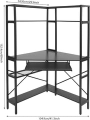 DNYSYSJ Corner Desk with Power Outlets & LED Light Strip, L-Shaped Computer Desk with USB Ports, Spacious Storage, Modern Design for Home Office, Gaming, Study, and Small Spaces