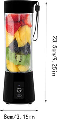 Portable Blender for Shakes and Smoothies, 15Oz Mini Juicer Blender for Fruit, USB-C Rechargeable & Self Cleaning Travel Mixer With Stainless Steel Blades, for Food, Office, GYM, School (Black)