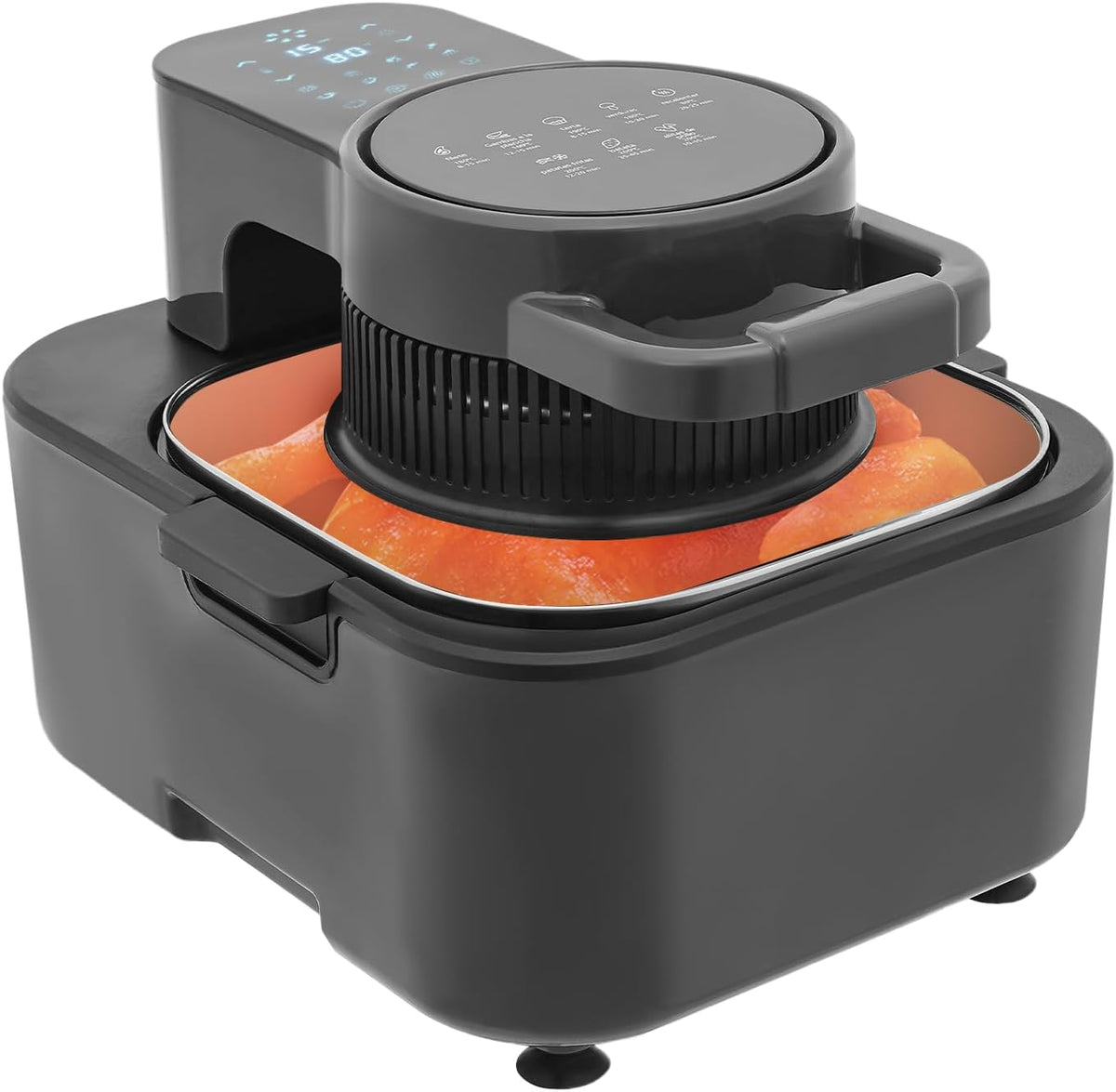 Air Fryer, 1350W Digital Air Fryers with LCD Screen, Adjustable Temperature and 24 H Timer Control Air Fryer for Making French Fries, Barbecue(Black)