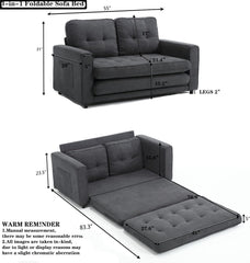 Futon Sofa Bed Convertible Folding Chaise Lounge for Compact Living Studio, Bedroom, Offices, Dorm - Adjustable Pull Out Breathable Small Loveseat (Off White)