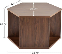 WELLAND Hexagonal Multifunctional Coffee Table, Walnut