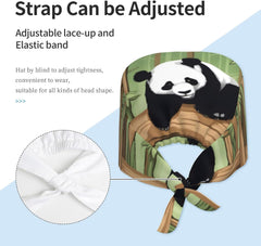 Cleaning Working Cap Naughty Panda Printed Chef Hat for Women & Men, Adjustable, Breathable Black