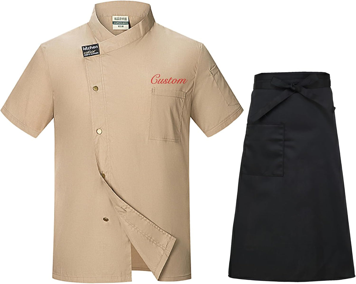 Personalized Chef Jacket Short Sleeve Custom Chef Coat Embroidered Restaurant Work Uniform for Men Women