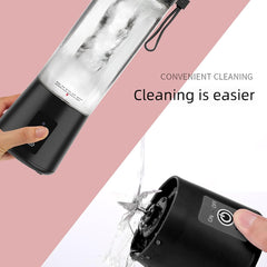 Portable Blender for Shakes and Smoothies, 15Oz Mini Juicer Blender for Fruit, USB-C Rechargeable & Self Cleaning Travel Mixer With Stainless Steel Blades, for Food, Office, GYM, School (Black)