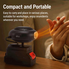 Battery Powered Heater 1500mAh Cordless Portable Car Heater with Fast Defogging Quiet Operation Dual Wind Modes and Rechargeable Design for Camping Travel Office and Indoor Use (15-cell battery*1)