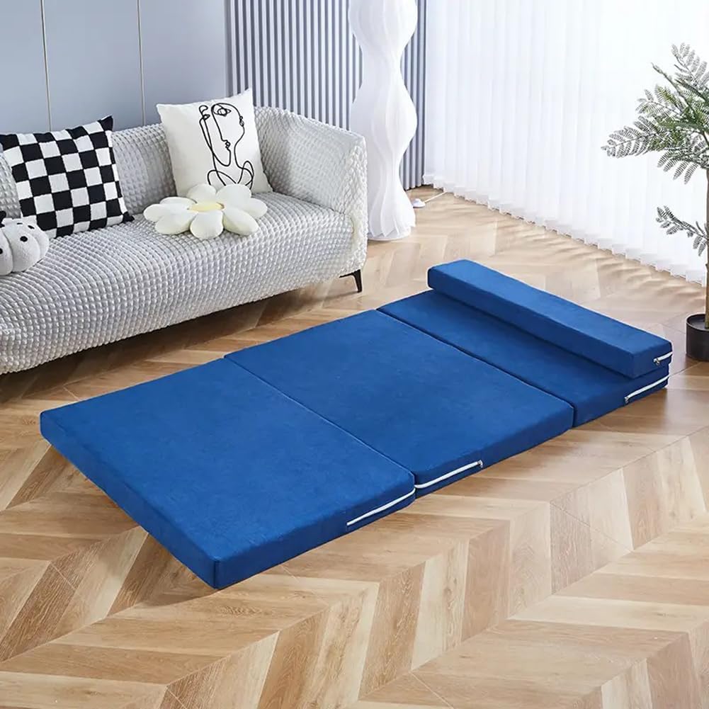 3" Thick Folding Mattress Single/Twin/Queen/King Size Floor Guest Bed,High Density Foam Floor Sleeping Mattress with Removable Cover,Portable Sleep Padding/Camping Bed (Brown,24"x79"x3")