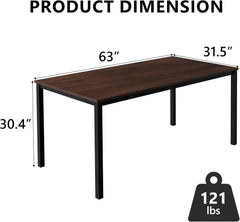 Computer Desk for Small Space,Modern Simple Laptop Desk,Computer Table Study Writing Desk for Home Office,Dining Room,Living Room (Dark Walnut, 63 * 31.5in)