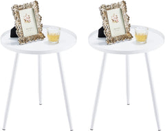 Apicizon 16" Round Side Table, Black End Table for Living Room, Bedside, Mid Century Modern Coffee or Circle Accent Table for Small Spaces, Metal Nightstand (Grey)