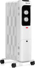 COSTWAY Oil Filled Radiator Heater, 1500W Electric Oil Heater with 3 Heating Mode, Adjustable Thermostat, Tip-Over and Overheat Protection, Portable Space Heater for Home Office Indoor Use (White)