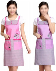 75 * 72cm Kitchen Sleeveless Apron with Pocket Waterproof Oil Resistant Floral Women Bib Cooking Baking Cleaning Apron Accessories (Color : A, Size : One Size) (B Free Size)