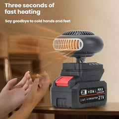 Battery Operated Space Heater Li Portable Heater for Car/Camping/Golf Cart, Anti-Tilt, Quiet, 10㎡ Defogging, Indoor/Office Use (F)