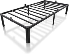 14 Inch Metal Bed Frame Twin Size, Heavy Duty Balck Platform Twin Bed Frames with Round Corner Legs, Mattress Slide Stopper, No Box Spring Needed, Easy Assembly