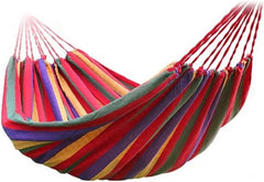 Camping Hammock 1-2 Person Canvas Hammock 264lbs Capacity Stripe Cotton Rainbow Hanging Bed Portable 102x32 in Outdoor Indoor with Carry Bag