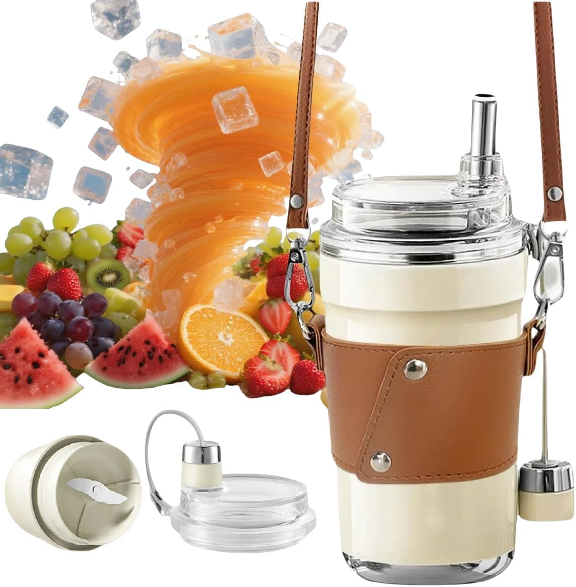 Velytycheon Shaved Ice Juice Cup Portable Blender,Multifunctional Cordless Juicer,Rechargeable Mini Travel Cup,Personal Smoothie Blenders with Leakproof-Lid for Office, Gym, Camping, Travel (450ML B)