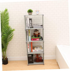 1pc Grey Bookshelf Modern Desktop Bookcase for Home Office Organization Creative Storage for Books Magazines Office Supplies
