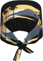 Cleaning Working Cap Beach at Sunset Printed Chef Hat for Women & Men, Adjustable, Breathable Black