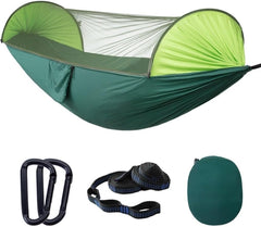 Indoor Hammock Chairs Automatic Quick-Opening Mosquito Net Hammock Camping Outdoor Sunshade Anti-Mosquito Hammock Tent Indoor Swing Hanging hammocks(Green)