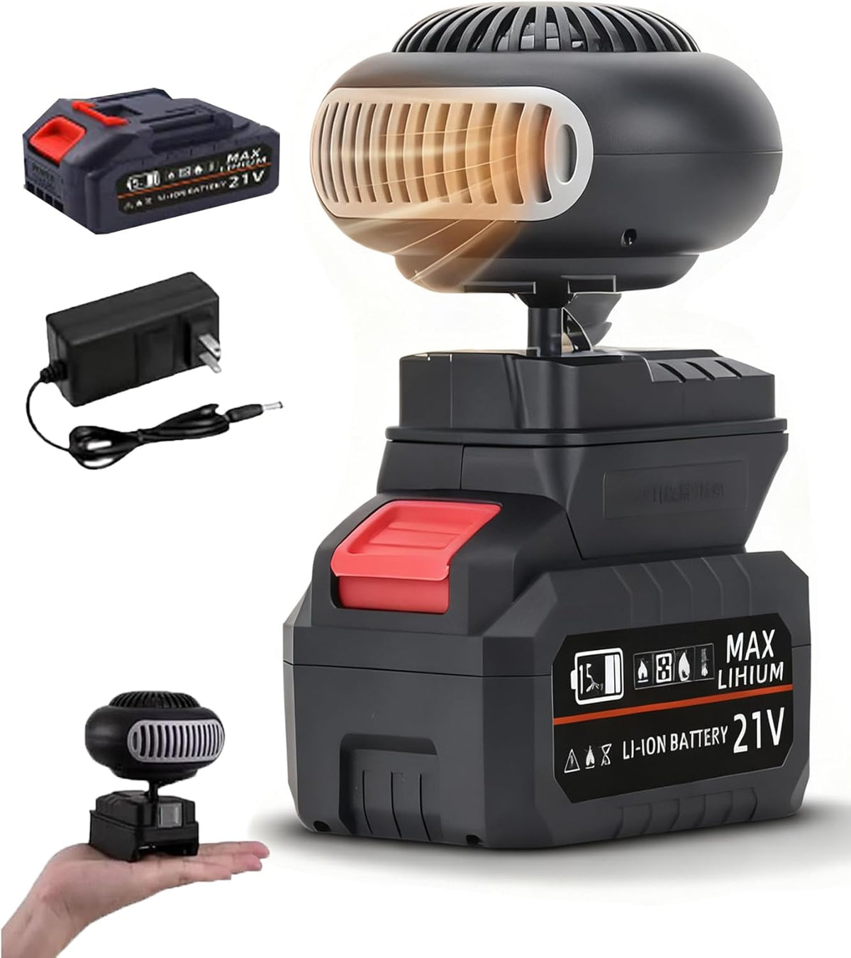 Battery Operated Heaters for Indoors Car, 1500mah Portable Heater Battery Powered with Anti-Tilt, 10㎡ Defogging Car Window Defroster for Cars Office Indoor, Quiet Long Heating (2 * 10 Batteries)