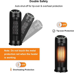 COSTWAY 1500W Oscillating Tower Infrared Heater Fan with Remote, Digital Thermostat & 12H Timer, Portable Electric Heater for Indoor Use, Home, Bedroom