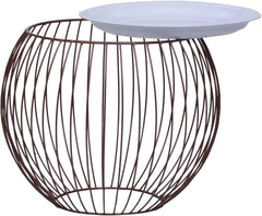 White Coffee Table, Clean Lines, Gold Metal Frame, Round Dining Center Table for Living Room, Office, Industrial