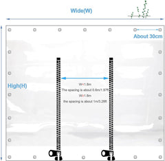 Tarpaulin Side Panels Transparent Waterproof, Outdoor Tarp Curtains Tarpaulin with Zipper Door, PVC Tarpaulin Sheet Cover for Gazebo Porch Pergola, Clear Canopy,W×H-1.8×3m(5.9 * 9.8ft)