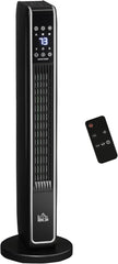 HOMCOM 2-In-1 Portable Electric Tower Heater, Oscillating Space Heater for Indoor Use with Remote Control, 8H Timer, Three Heating Modes(High, Low, Fan), 750W / 1500W, Black