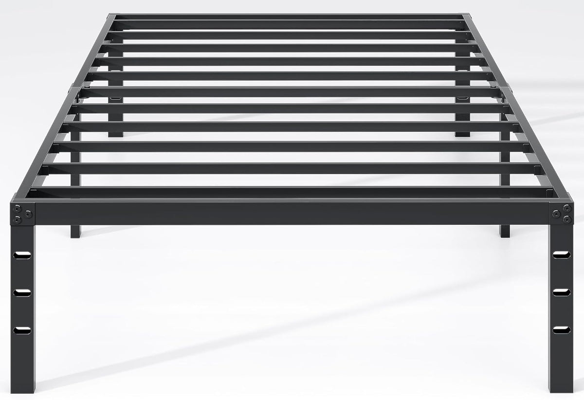 Metal Bed Frame,Queen Size Bed Frame with Storage Space,Heavy Duty Sturdy Mattress Foundation,Easy Assembly,No Box Spring Needed, Black,14 Inch,Queen