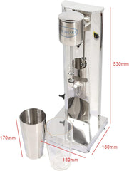 Stainless Steel Milk Shaker Maker Machine, Silver Electric Drink Mixer Blender Professional Milk Shaker Mixer Barmixer with 650ml Cups for Protein Shakes and Mixing Cocktail, 18000r/min (Single Head)